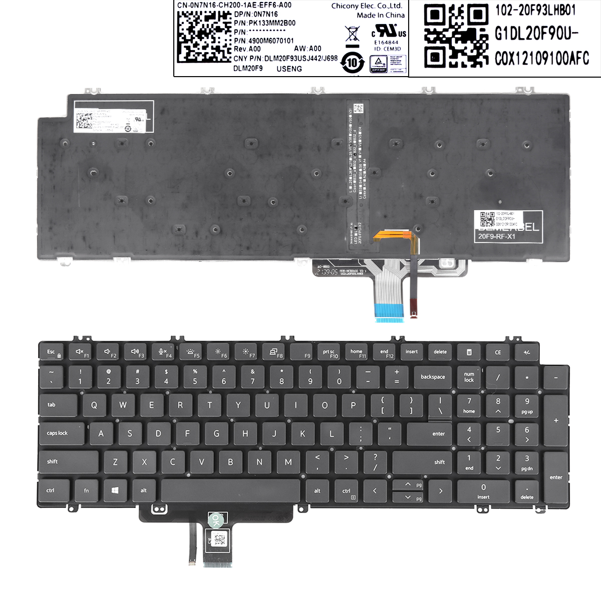 Picture of New Replacement Laptop Keyboard For DELL  Latitude 5520 5521 Precision 3560 3561 BLACK(backlit WIN8) US Layout